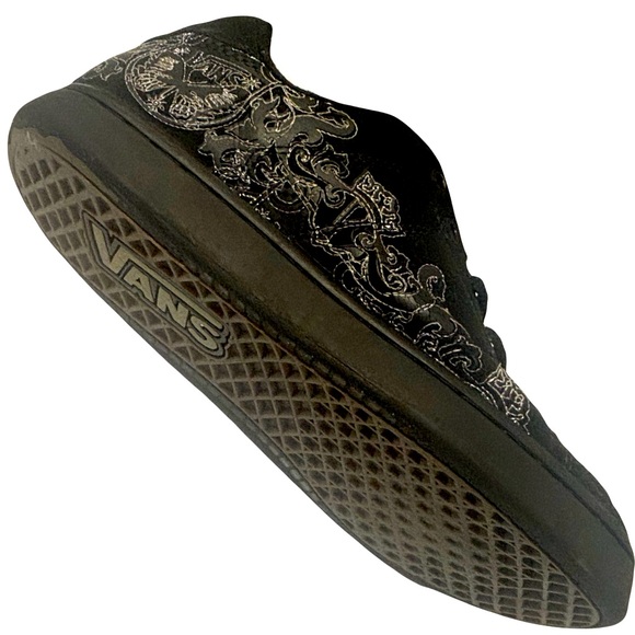 Vans Excellent Condition Black Silver Detailing Leather Upper Women’s Size 9 - Picture 2 of 13